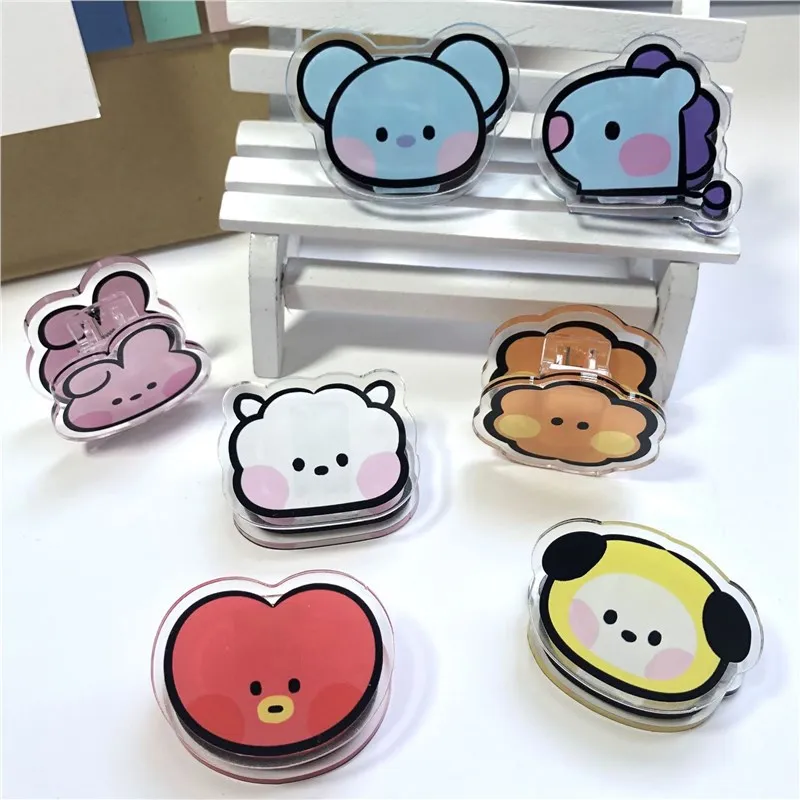 Tippet Line - Kawaii BT21 Memo-Clip Acryl-Aufbewahrungsnotizbuch Doppelseitiger Clip