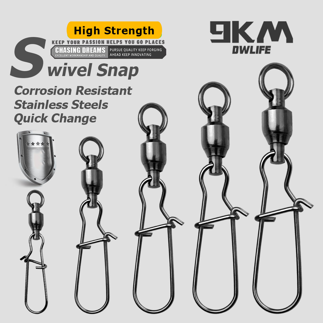 Saltwater Line - 9KM 10 Stück Kugellager-Drehwirbel mit Duo-Lock-Verschluss,