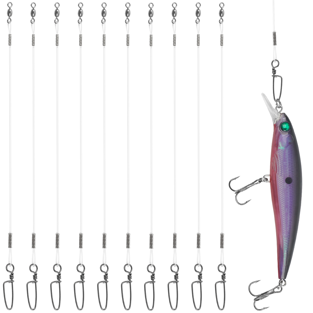 Fluorocarbon Line - 10 Stück Fluorocaron Angelvorfach 20LB-50LB Fluorkohlenstoff-Drahtvorfachschnur